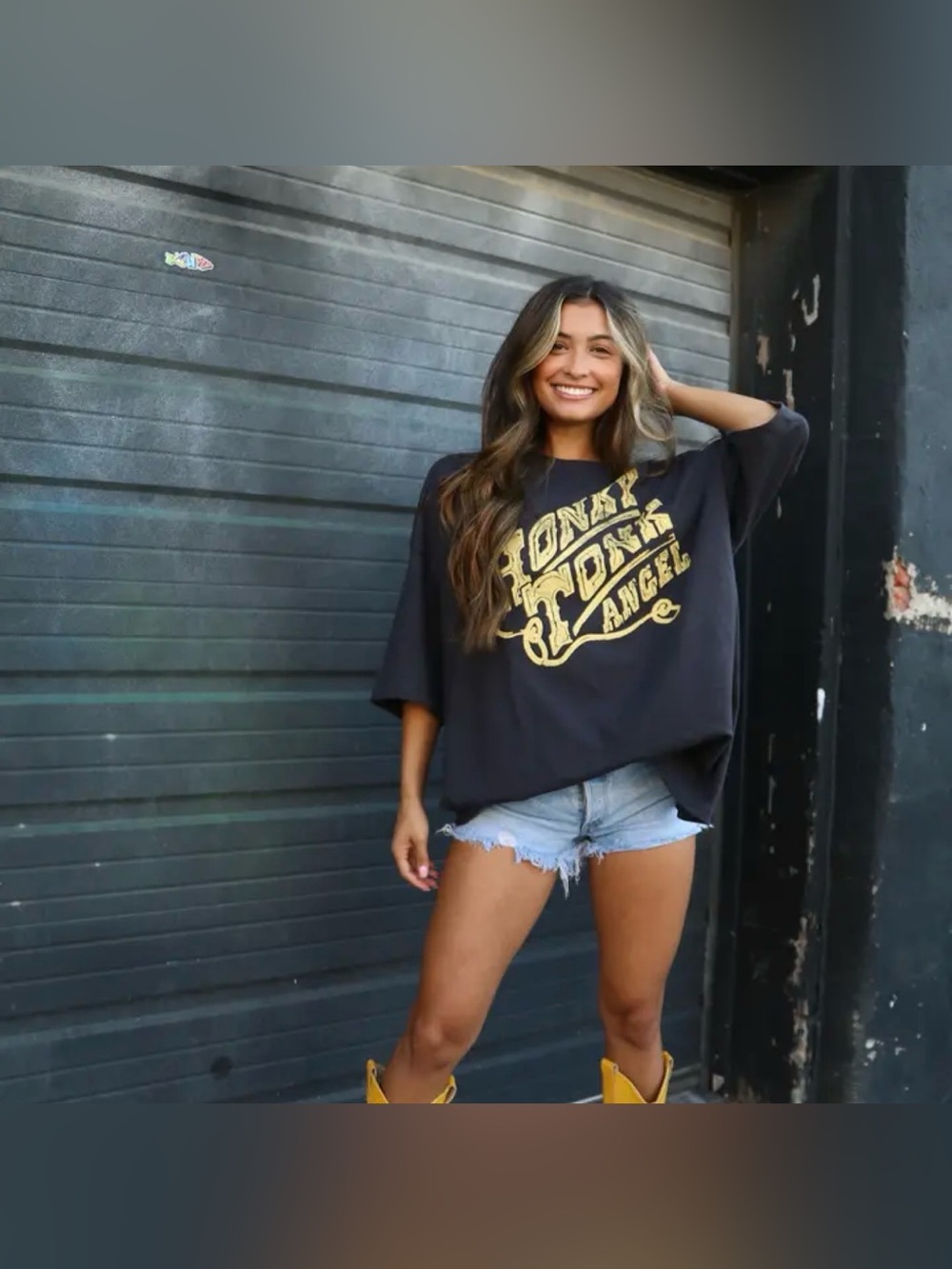 LivyLu "Honky Tonk Angel" oversized t-shirt One Size Fits Most